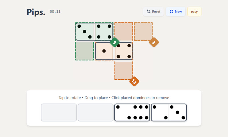 pips game screenshot